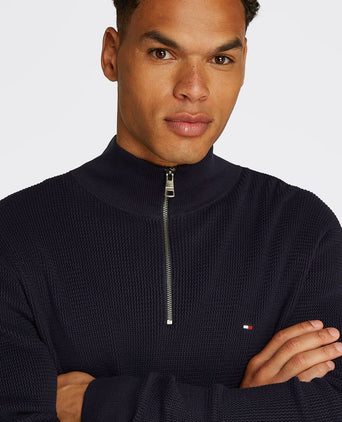 Tommy Hilfiger racking half-zip structure donkerblauw | Regular-fit