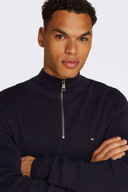 Tommy Hilfiger racking half-zip structure donkerblauw | Regular-fit