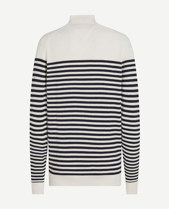Tommy Hilfiger racking half-zip structure streep wit donkerblauw | Regular-fit