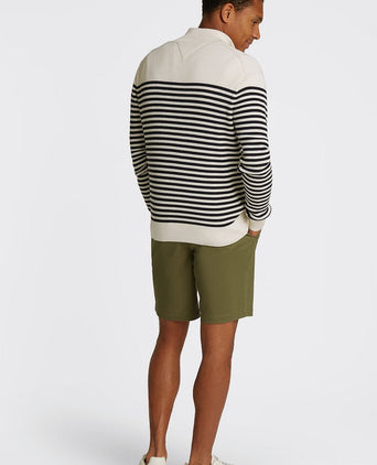 Racking half-zip structure streep wit donkerblauw