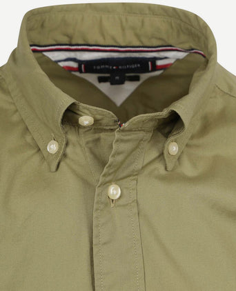 Tommy Hilfiger short sleeve overhemd flex groen | Regular-fit