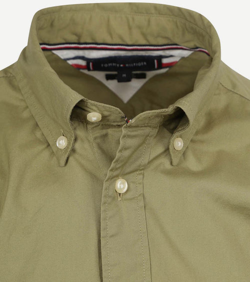 Tommy Hilfiger short sleeve overhemd flex groen | Regular-fit