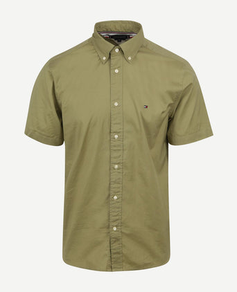 Tommy Hilfiger short sleeve overhemd flex groen | Regular-fit