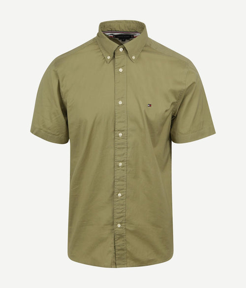 Tommy Hilfiger short sleeve overhemd flex groen | Regular-fit