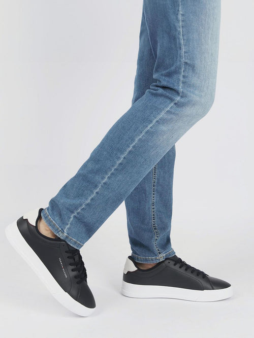 Tommy Hilfiger sneaker leather court donkerblauw