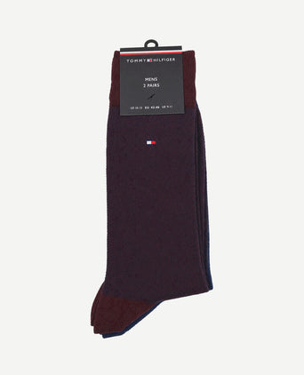 (2-pack) sokken birdseye donkerblauw bordeaux