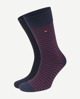 Sokken 2 paar donkerblauw streep