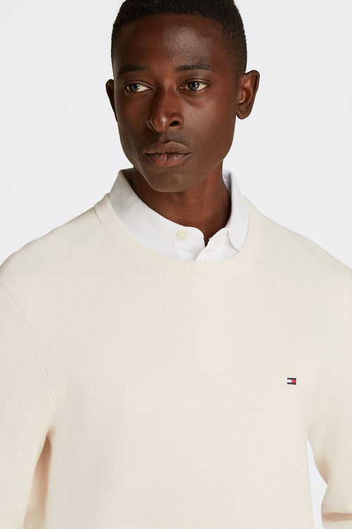Tommy Hilfiger structure trui off white | Regular-fit