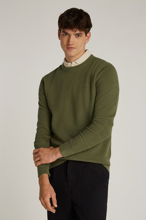 Tommy Hilfiger sweater essential structure olijfgroen | Regular-fit