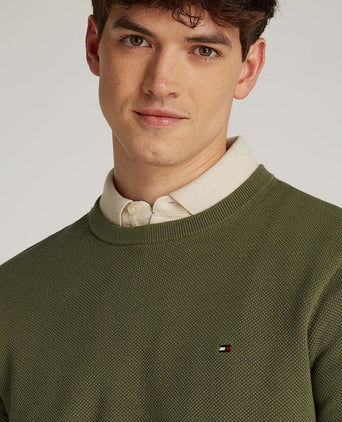 Tommy Hilfiger sweater essential structure olijfgroen | Regular-fit