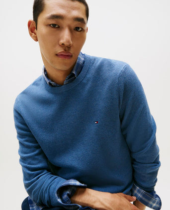 Tommy Hilfiger structure trui blauw | Regular-fit