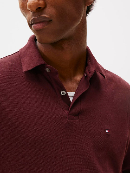 Tommy Hilfiger longsleeve polo bordeaux | Slim-fit