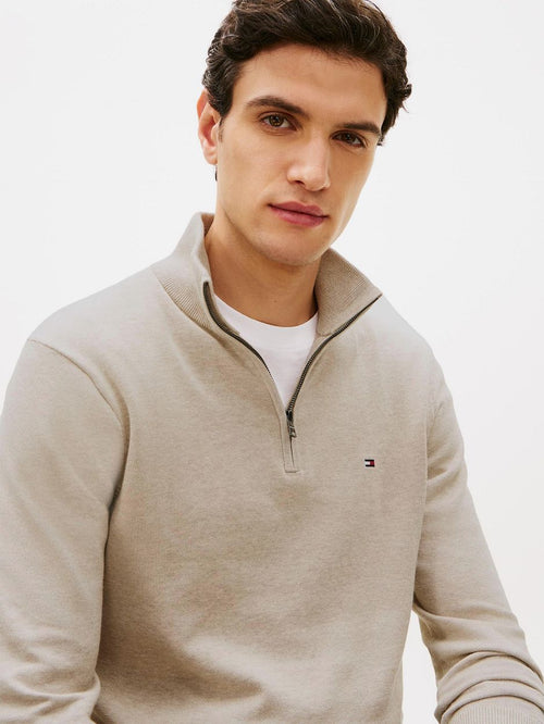 halve rits trui essential greige