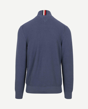 halve rits trui structuur blauw