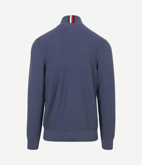 halve rits trui structuur blauw