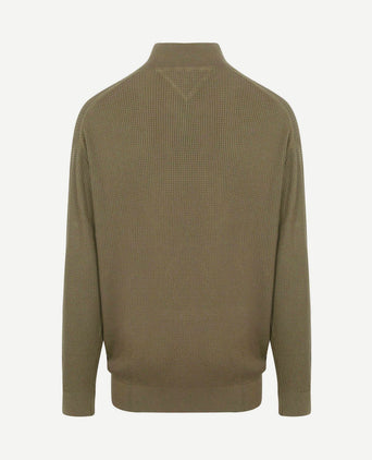 Big&tall halve rits kabel pullover olijfgroen