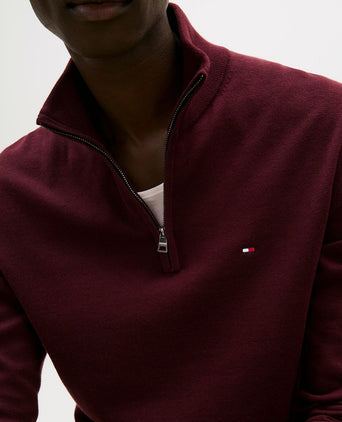 Tommy Hilfiger halve rits trui essential bordeaux | Regular-fit