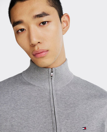 Tommy Hilfiger halve rits trui essential grijs | Regular-fit