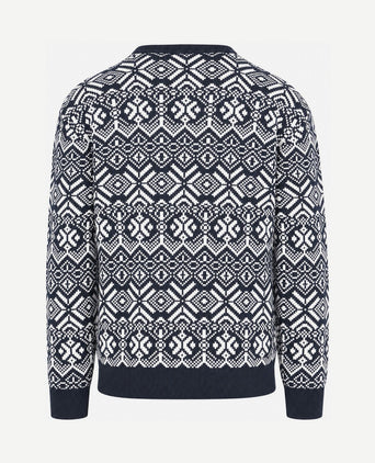 Fairisle trui print donkerblauw