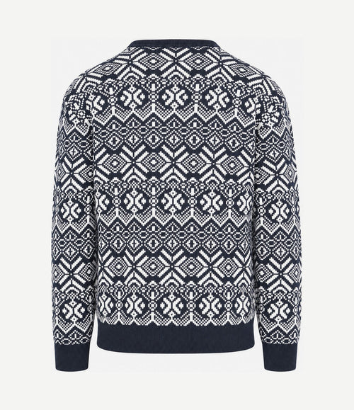 Fairisle trui print donkerblauw