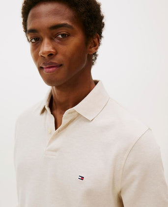 Longsleeve polo melange ecru