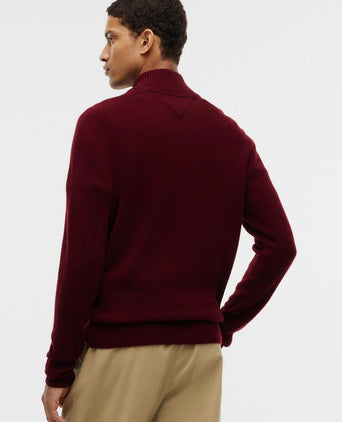 Pullover halve rits lambswool burgundy heather