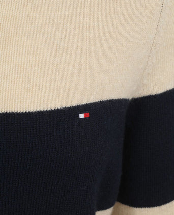 Trui lamswol streep donkerblauw