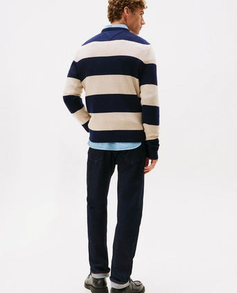 Tommy Hilfiger trui lamswol streep donkerblauw | Regular-fit