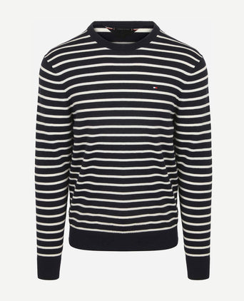 Tommy Hilfiger trui streep donkerblauw | Regular-fit