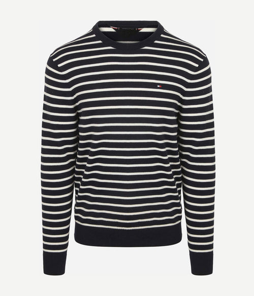 Tommy Hilfiger trui streep donkerblauw | Regular-fit