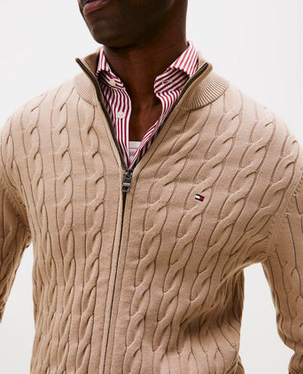 Tommy Hilfiger vest zip cable beige | Regular-fit