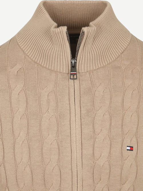 Vest zip cable beige
