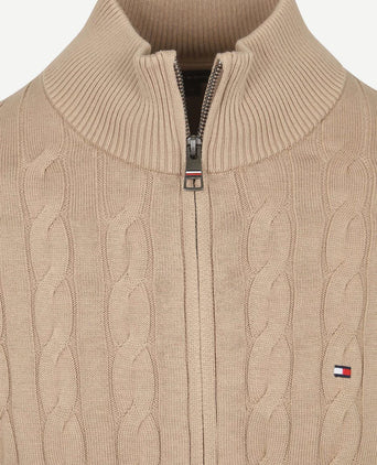 Vest zip cable beige