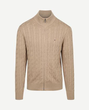 Vest zip cable beige