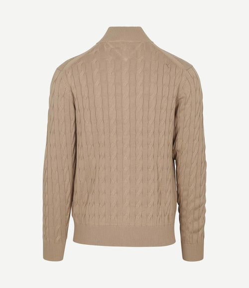 Vest zip cable beige