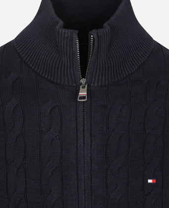 Tommy Hilfiger vest zip cable donkerblauw | Regular-fit