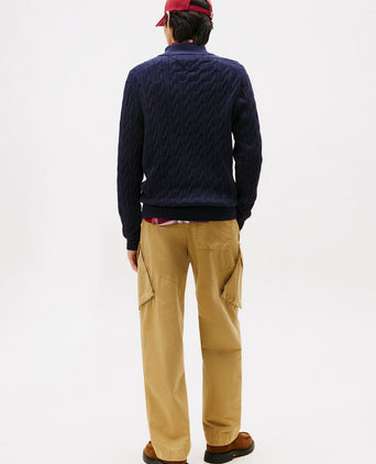 Tommy Hilfiger vest zip cable donkerblauw | Regular-fit