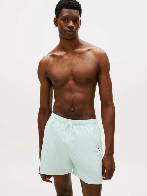 Zwembroek drawstring seersucker aqua