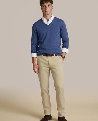 Trui cashmere v-hals kobaltblauw | Regular-fit