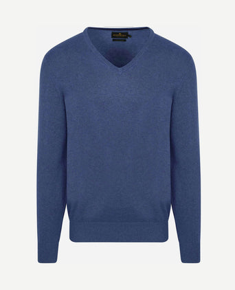 Trui cashmere v-hals kobaltblauw