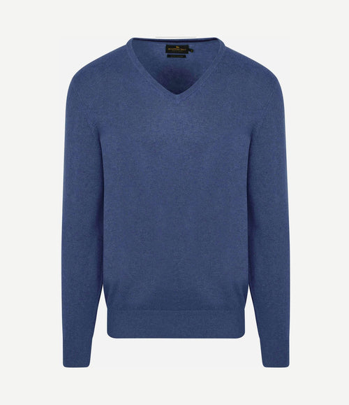 Trui cashmere v-hals kobaltblauw