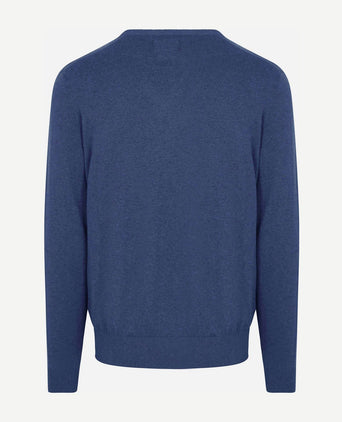 Trui cashmere v-hals kobaltblauw