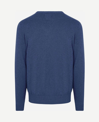 Trui cashmere v-hals kobaltblauw