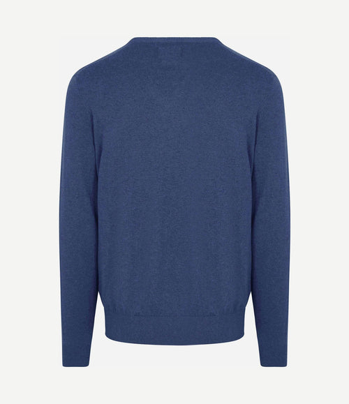 Trui cashmere v-hals kobaltblauw