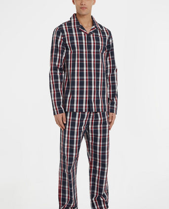 Pyjama set ruit donkerblauw