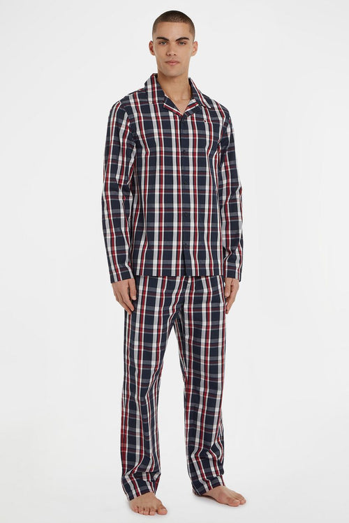 Pyjama set ruit donkerblauw