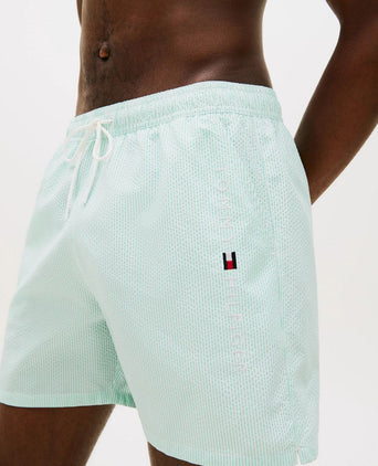 Zwembroek drawstring seersucker aqua