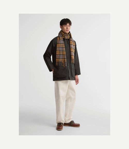 Sjaal tartan lamswol lichtbruin