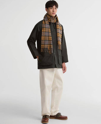 Sjaal tartan lamswol lichtbruin