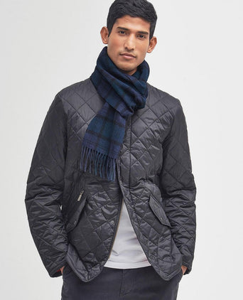Barbour sjaal tartan lamswol klassiek donkerblauw